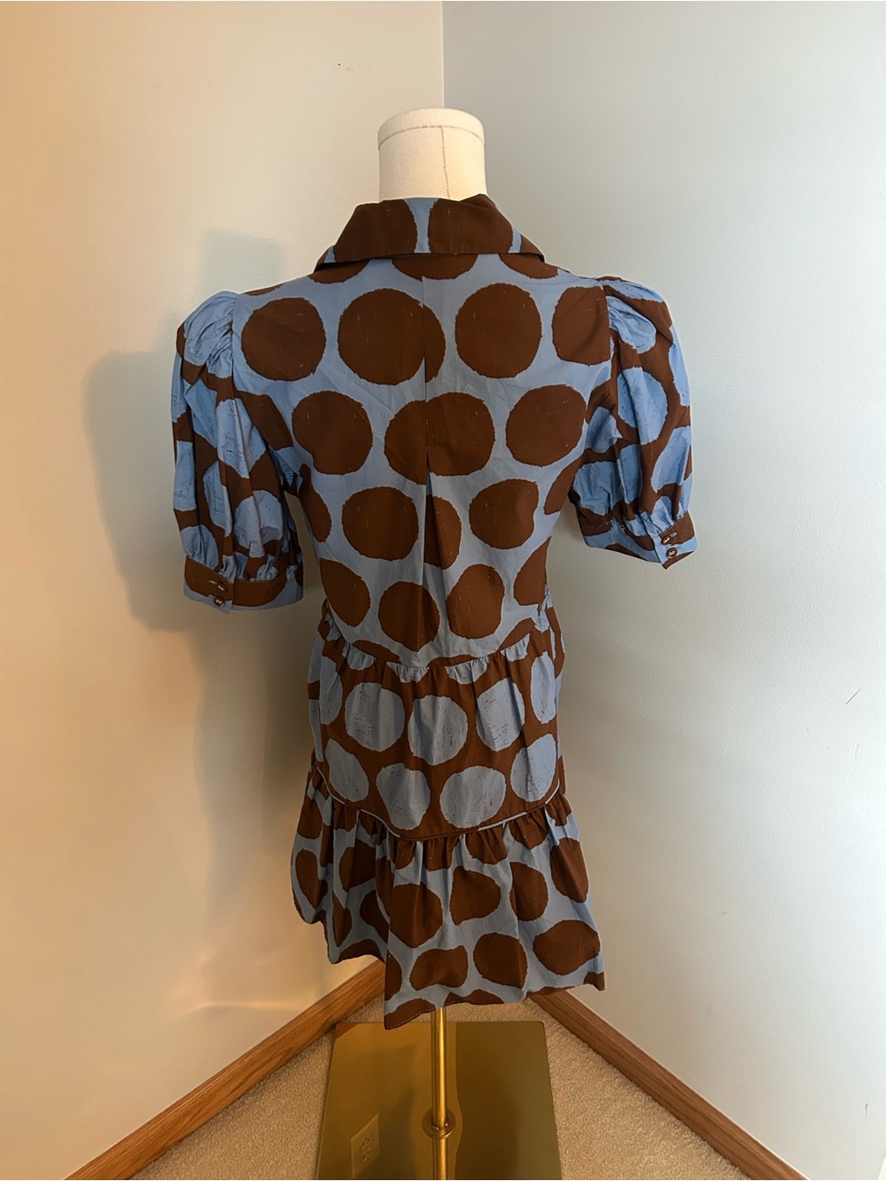FARM Rio Blue and Brown Polka Dot Tie-Front Mini Dress - Picture 7 of 8